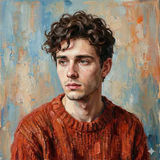 A Digital Oil Painting Style Half-Length Portrait