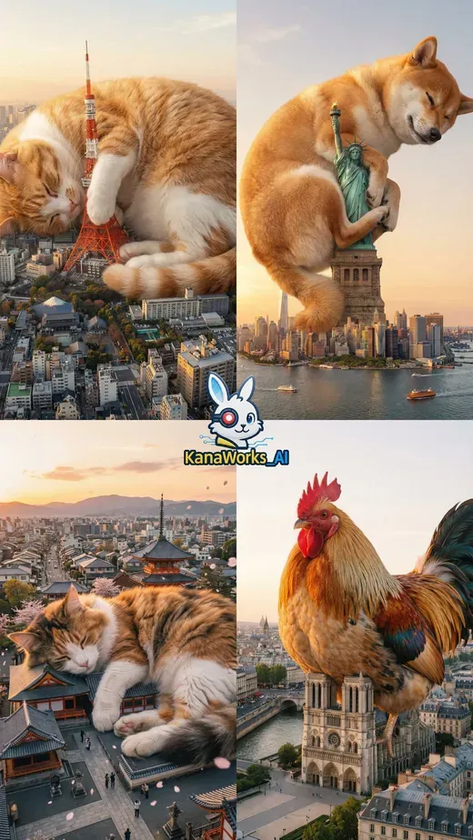 Tokyo Tower Occupied by a Giant Cat