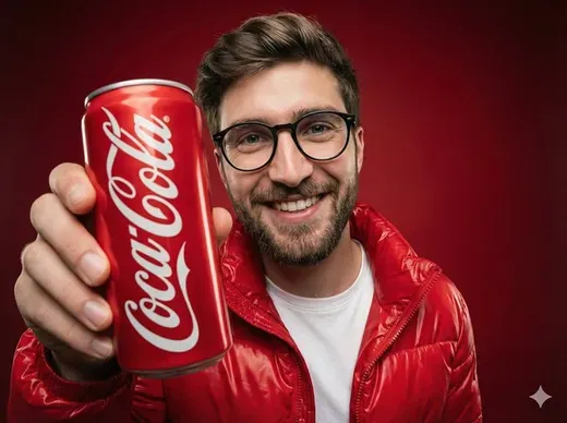 Smiling Person Holding a Coca-Cola Can