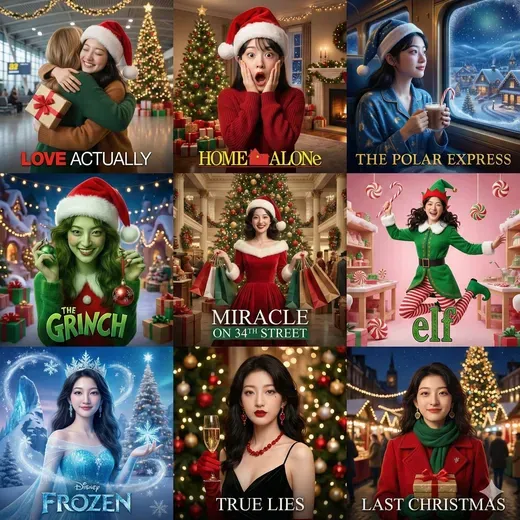 Person in 9 Movie Christmas Scenes
