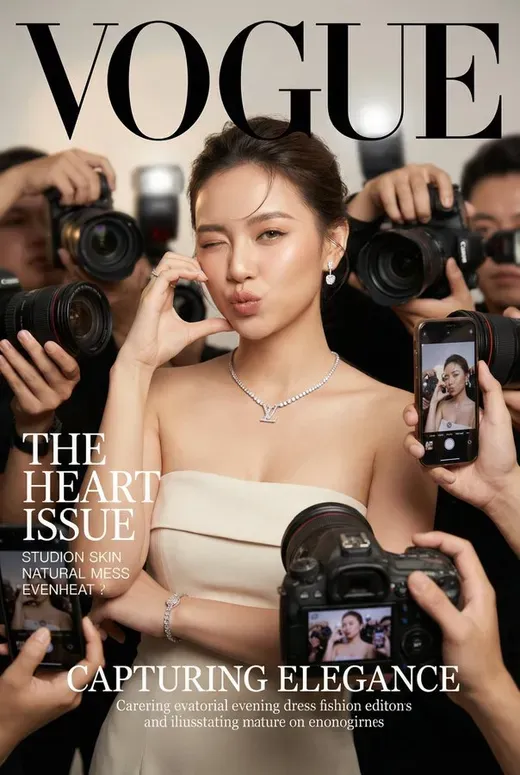 Realistic Vogue Magazine Cover Style Fashion Portrait