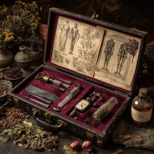 Victorian Surgeon's Medical Kit Spread Out