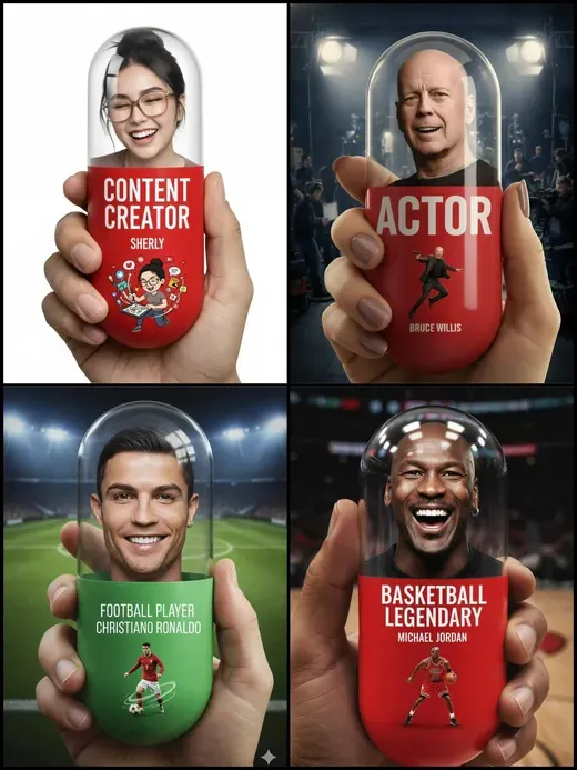 Close-up of Hand Holding a Huge Vertical Pill