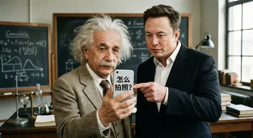 Musk Teaches Einstein How to Take Pictures