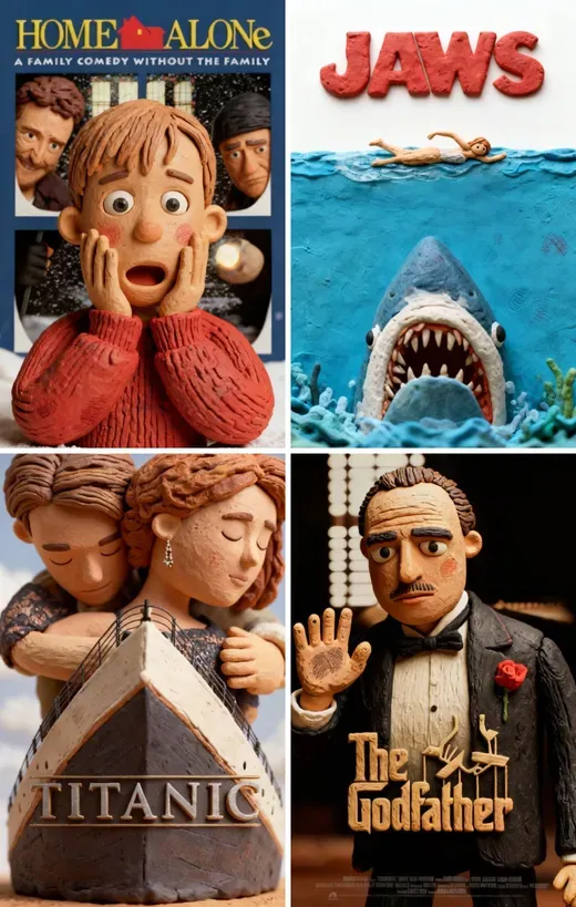 Redesigning movie posters into clay animation style