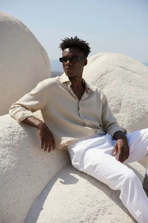 Sitting on Huge Smooth White Rock Formations