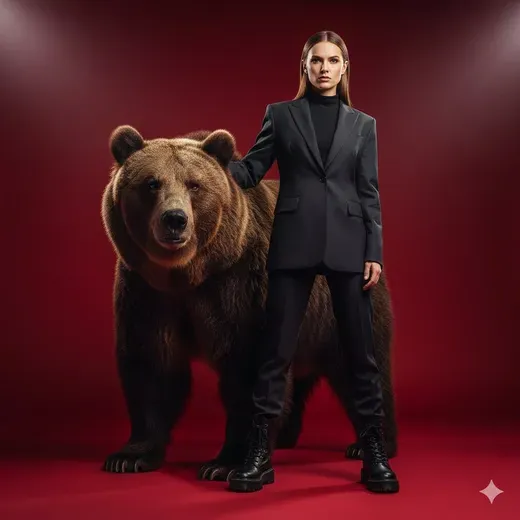 Fashionable Woman with Bear