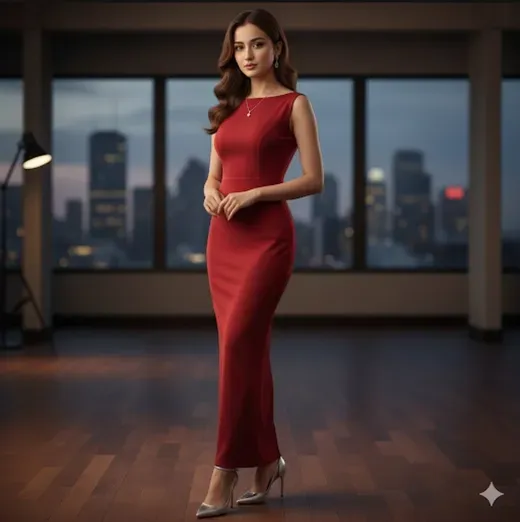 Woman in Red Evening Dress