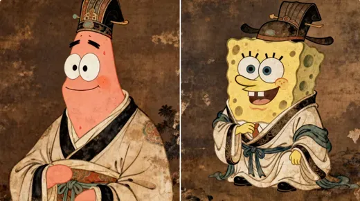 Patrick and SpongeBob in Ancient Attire