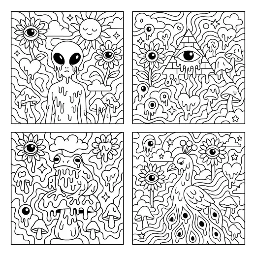 Surreal Black and White Colored Page