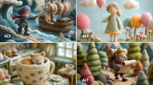 Miniature Felt Wool Figures