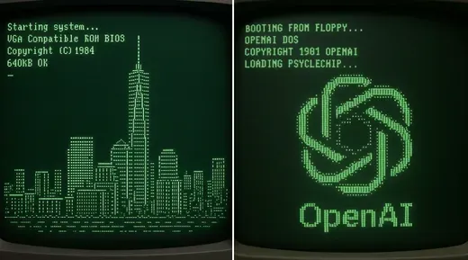 Retro Computer Boot Screen Rendered as ASCII Art